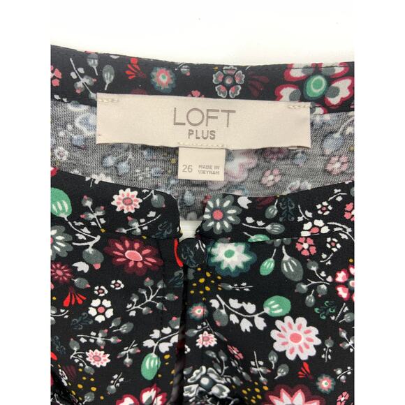 Loft Plus Womens Floral Blouse Peasant Blouse Long Sleeve Size 26 - Picture 3 of 5